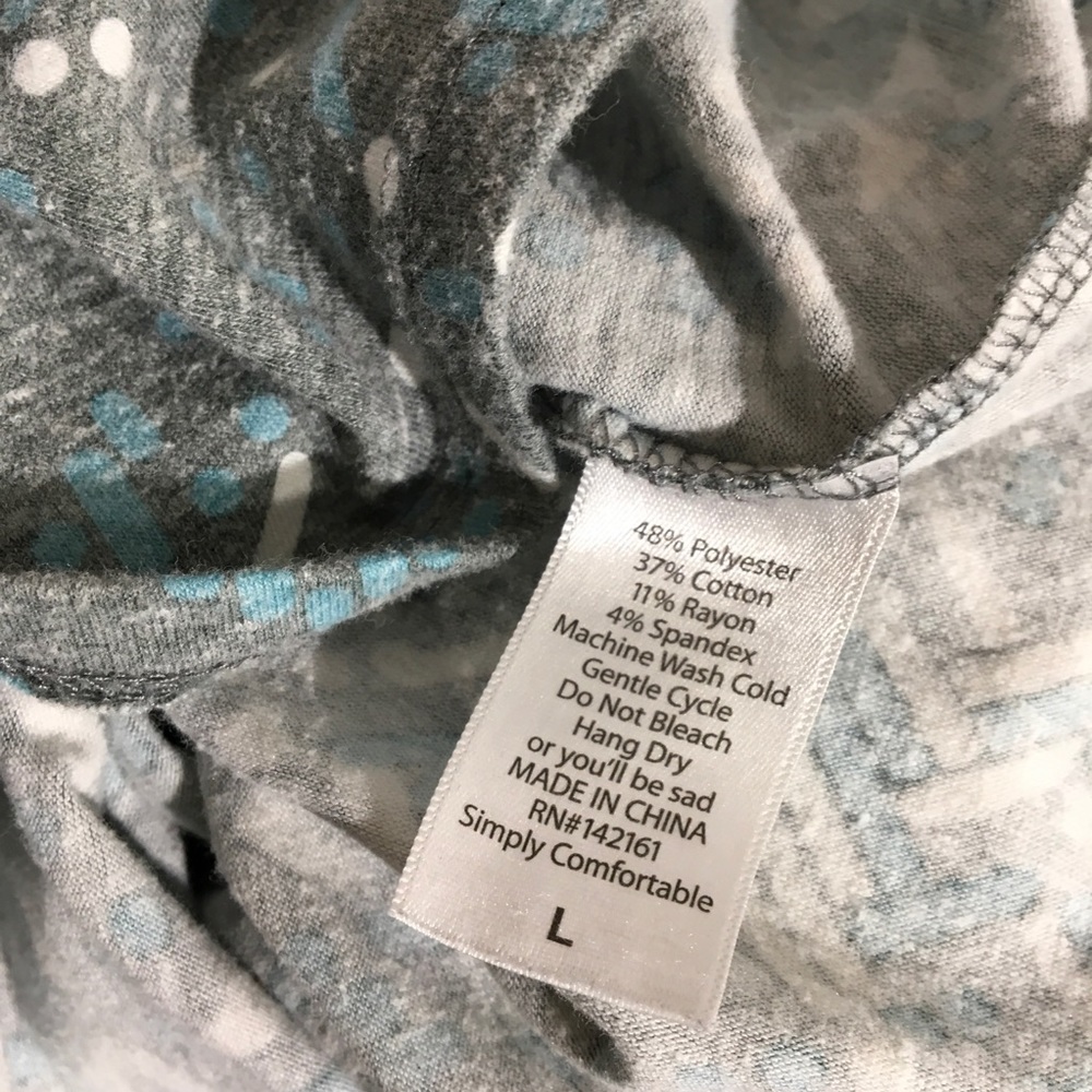 LulaRoe Irma, Size Large Blue, gray and white - Picture 5 of 5